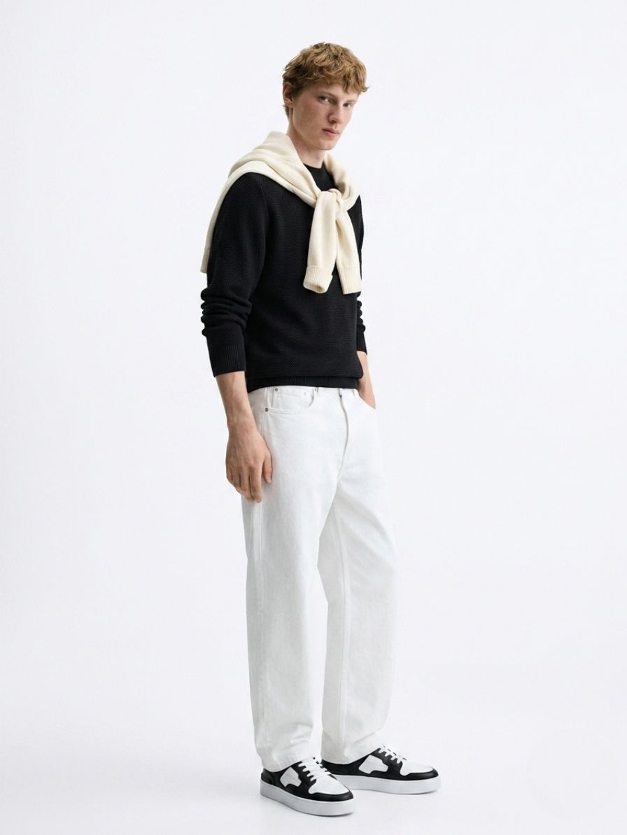 Men Straight Fit Mid Rise White Jeans-image-31