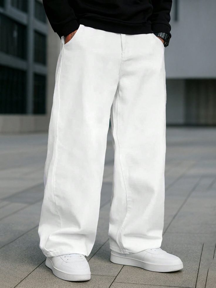pahiraav Men Loose Fit Mid Rise White Jeans-picture-14