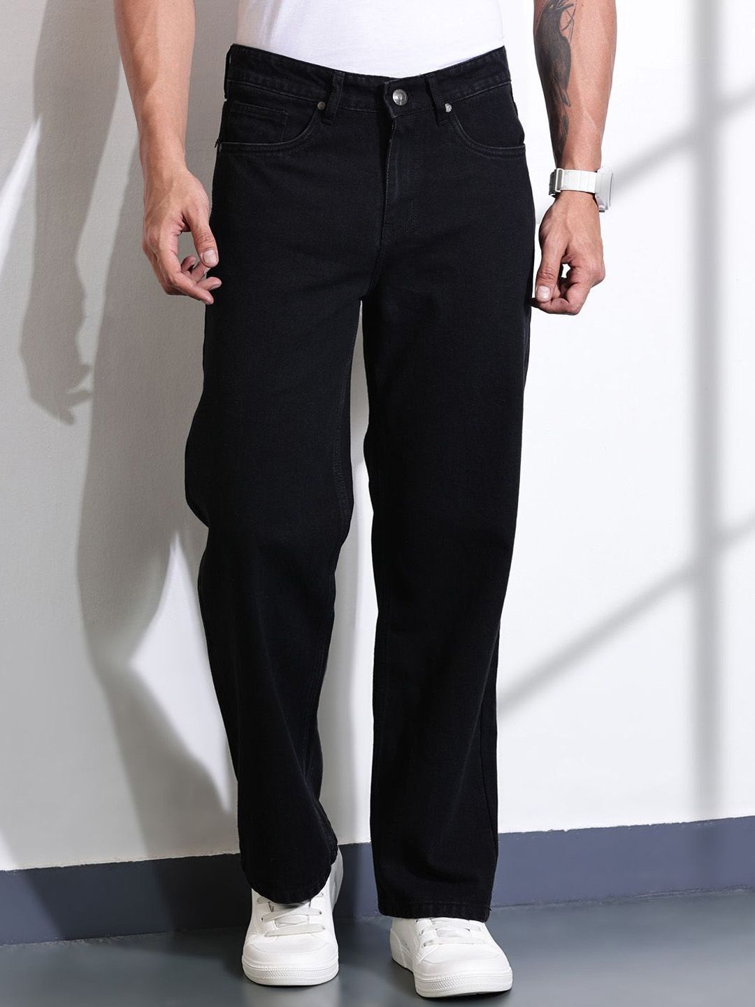 thomas scott Men Loose Fit Mid Rise Black Jeans-picture-13
