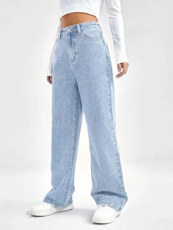 abc Women Straight Fit High Rise Light Blue Jeans-picture-7