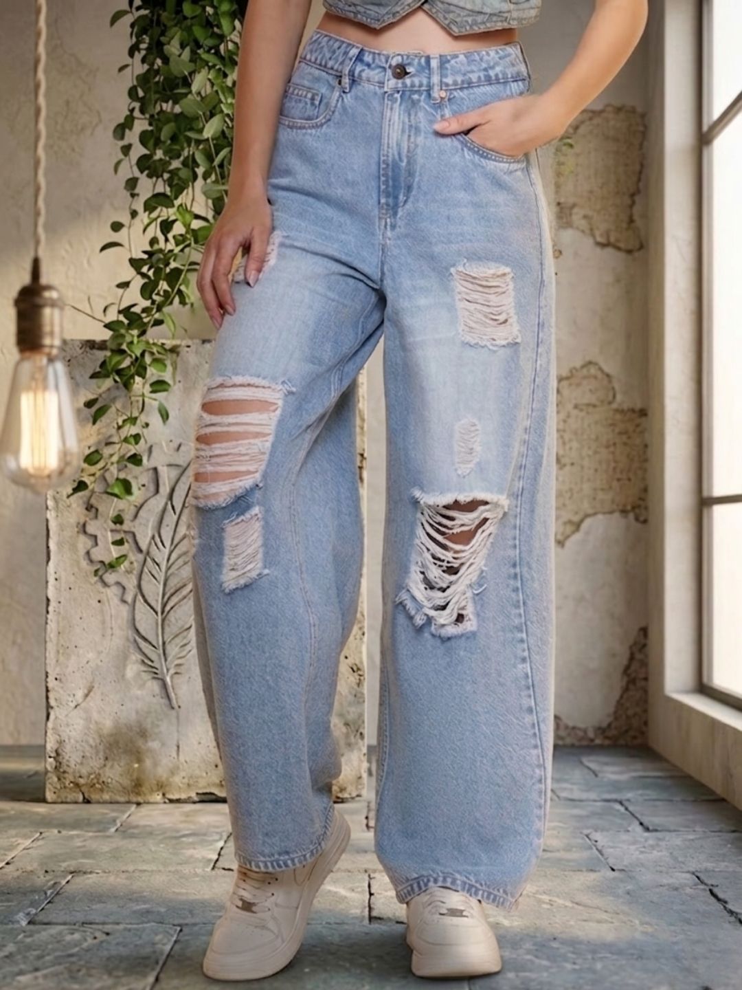 puella Women Straight Fit High Rise Blue Jeans-picture-20