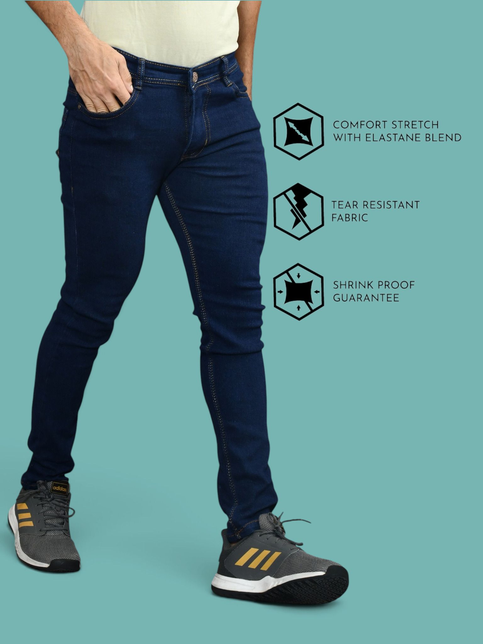 lzard Men Slim Mid Rise Dark Blue Jeans-picture-32