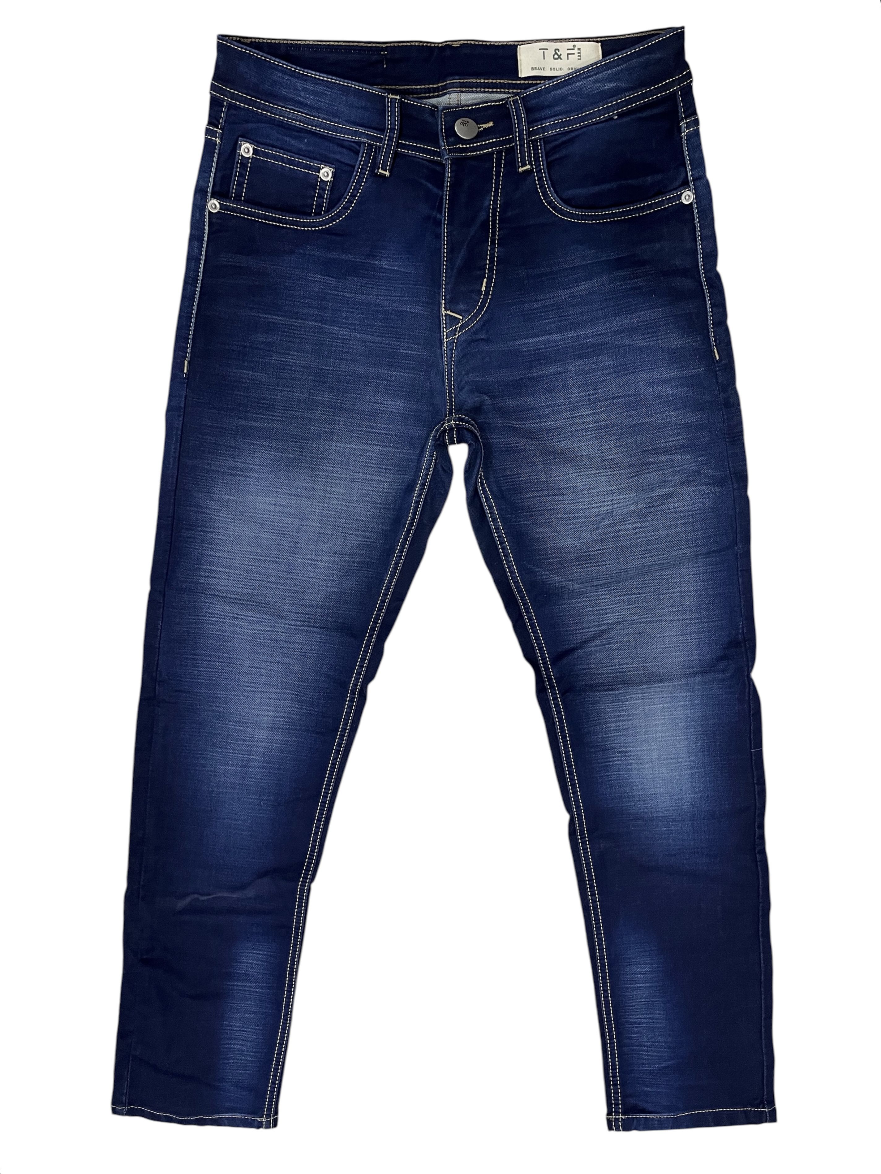t&f x.d.n.m Men Slim Mid Rise Dark Blue Jeans-picture-10