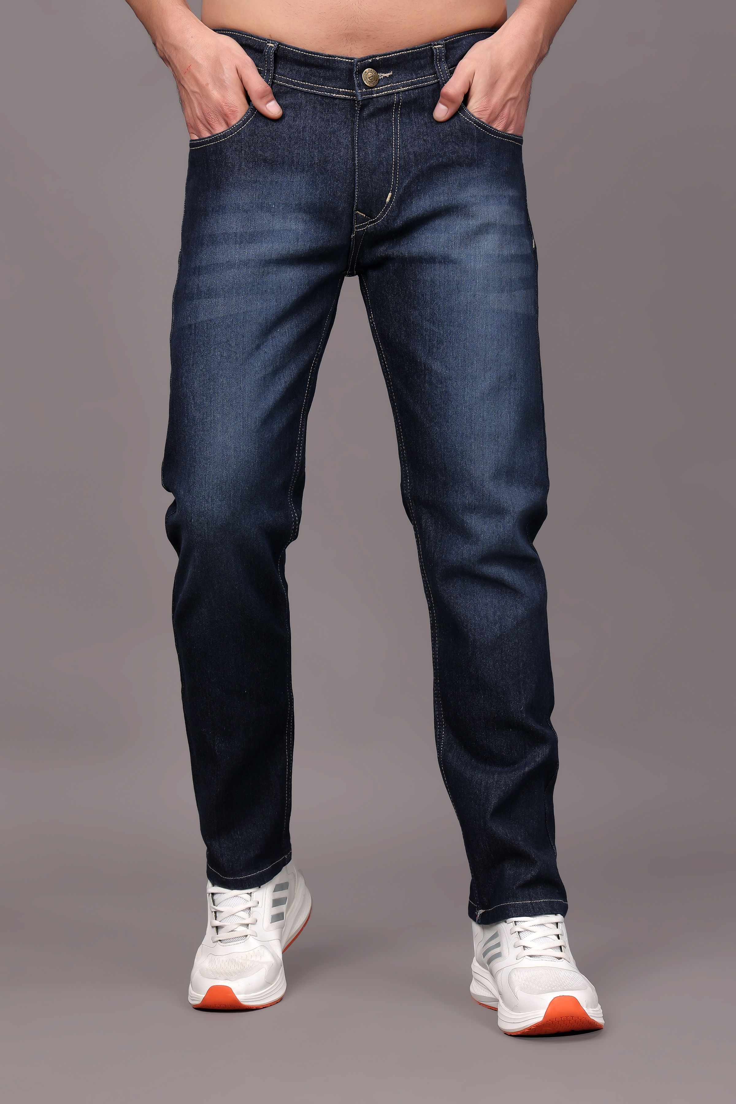 zaysh Men Relaxed Fit Mid Rise Dark Blue Jeans-picture-27