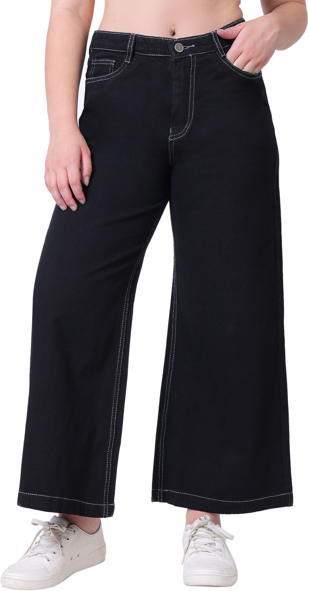 Women Flared High Rise Black Jeans-image-37