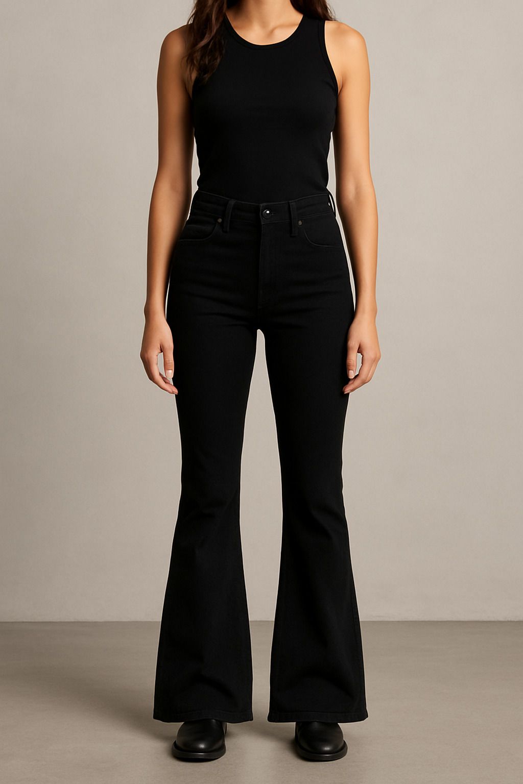 Women Flared High Rise Black Jeans-image-25