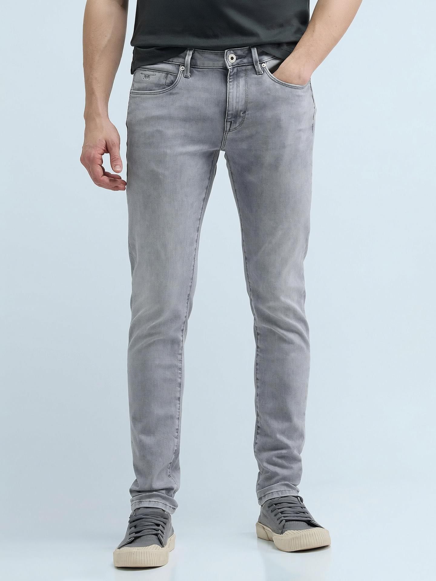flying machine Men Super Skinny Mid Rise Grey Jeans-picture-13