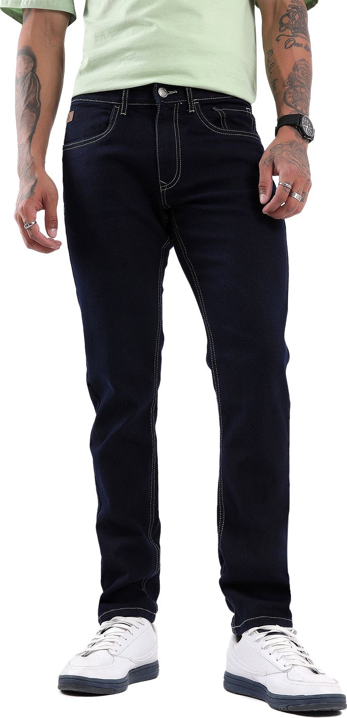 wrogn Men Slim Mid Rise Dark Blue Jeans-picture-11