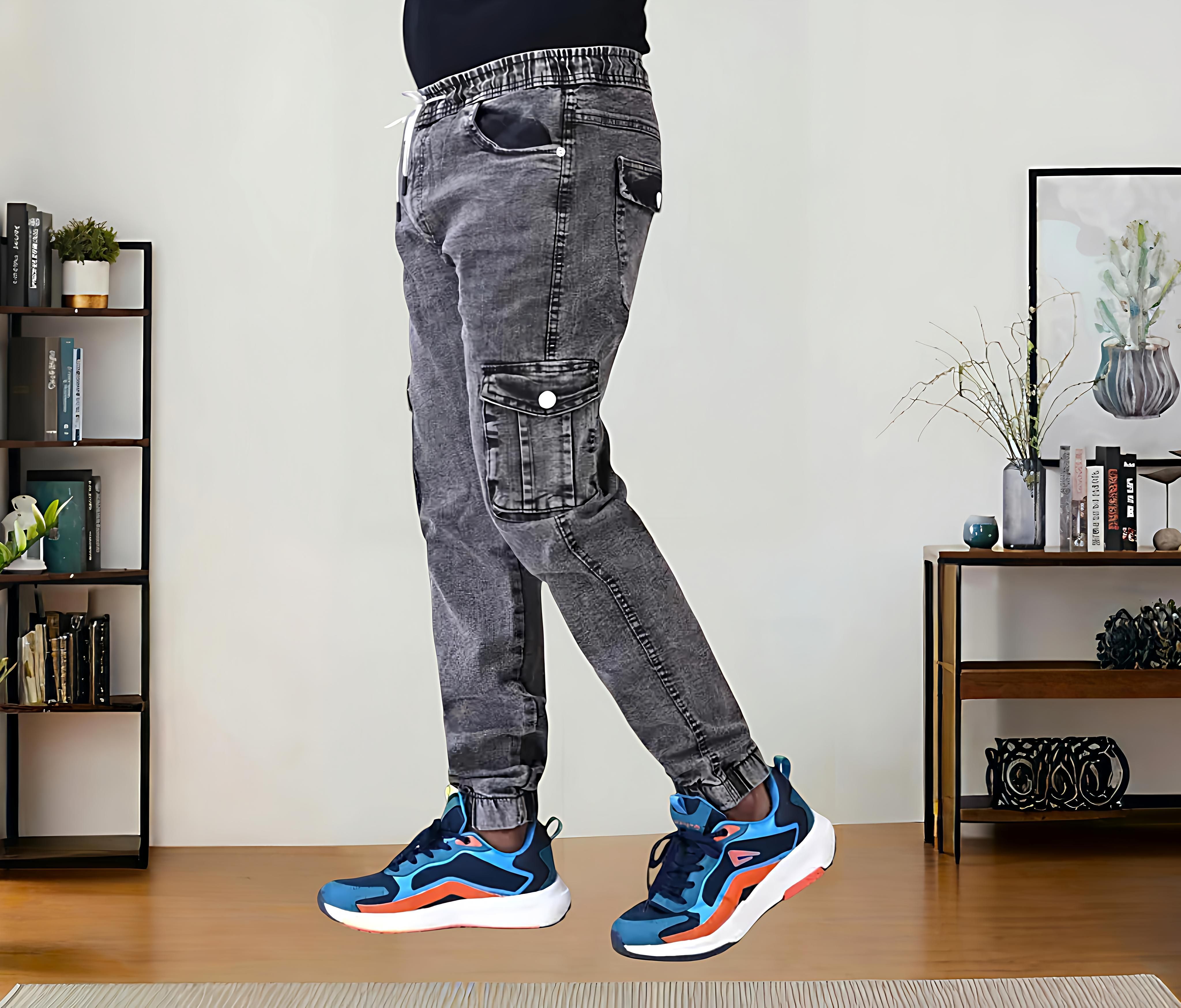 maprahi Men Jogger Fit Mid Rise Grey Jeans-picture-17