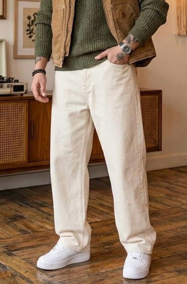 dashing fit Men Loose Fit Mid Rise Beige Jeans-picture-35
