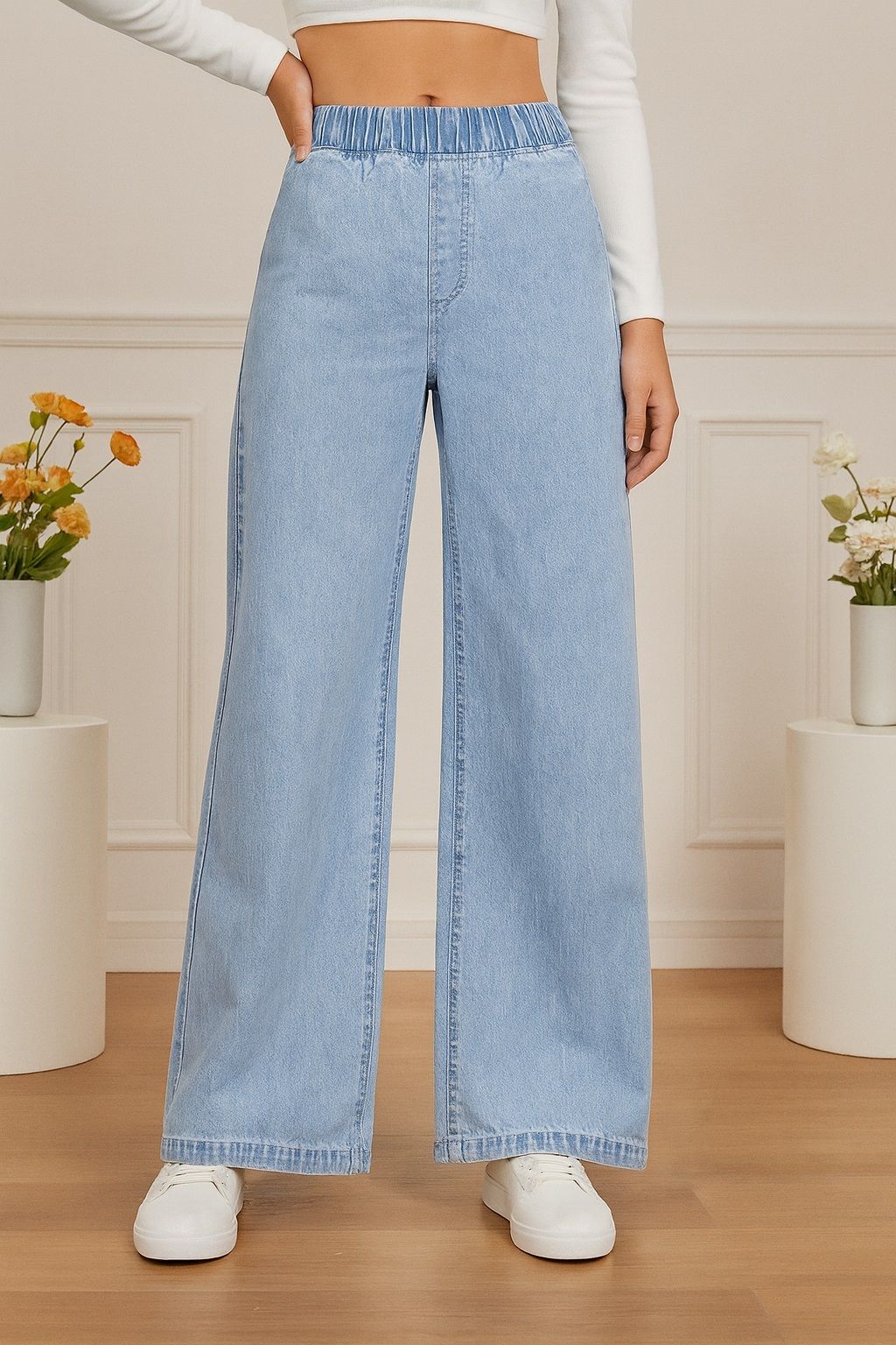 kashian Women Boyfriend High Rise Light Blue Jeans-picture-12