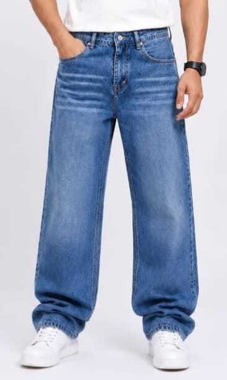 Men Baggy Fit Mid Rise Light Blue Jeans-image-19