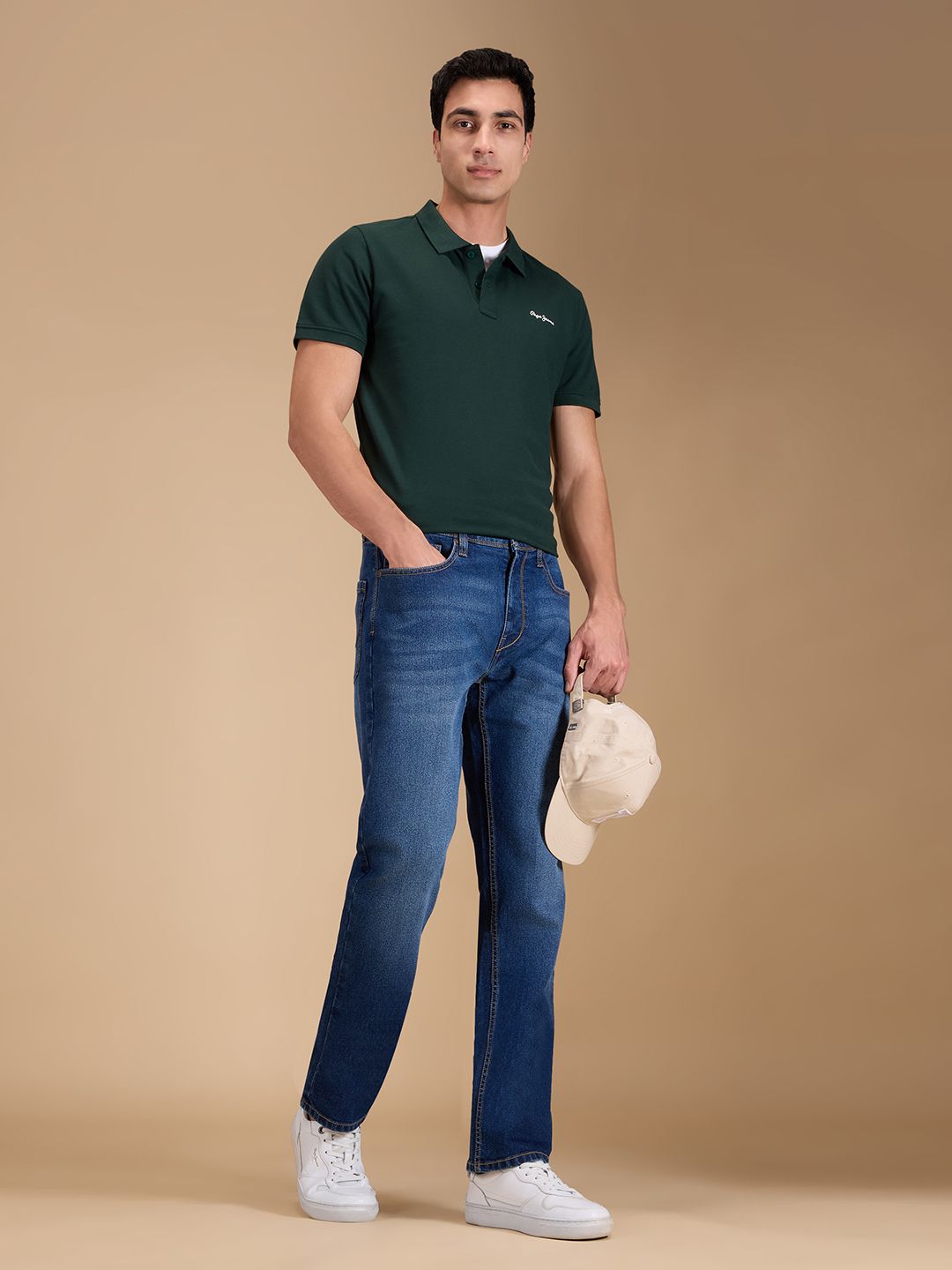 Men Straight Fit Mid Rise Blue Jeans-image-4