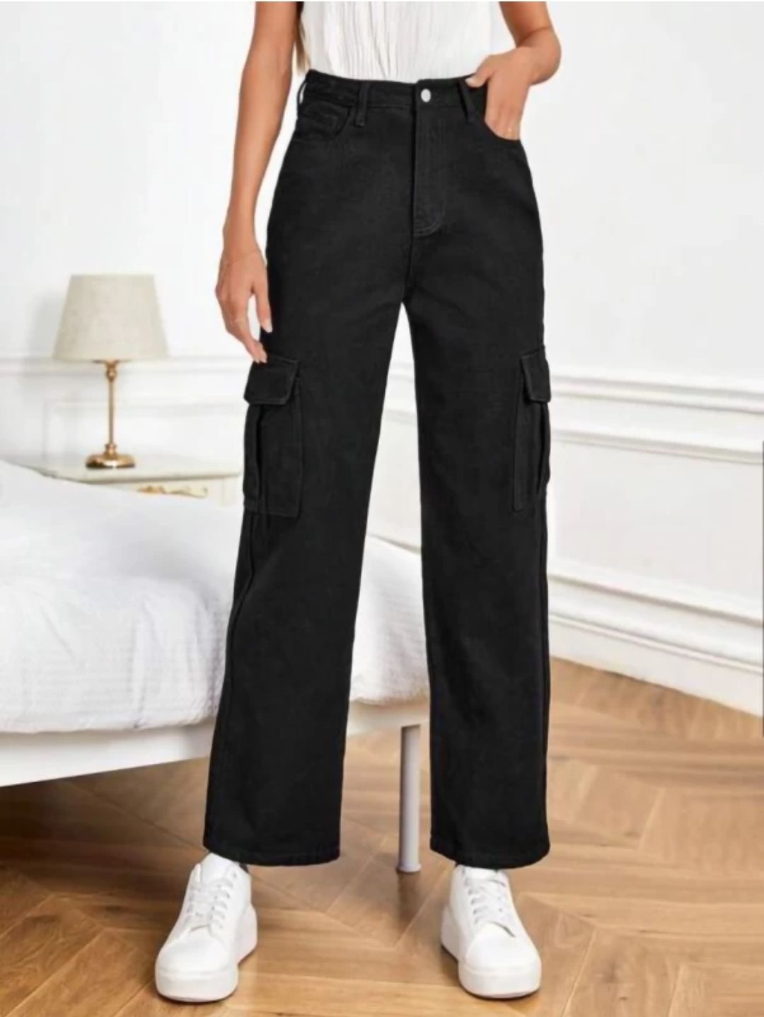 Women Flared High Rise Black Jeans-image-42