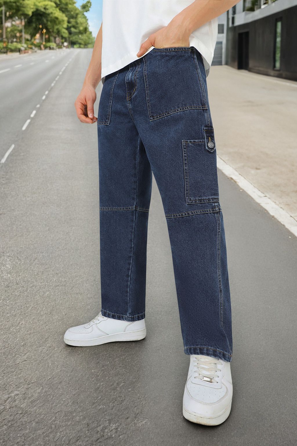 urbano fashion Men Loose Fit Mid Rise Blue Jeans-picture-11
