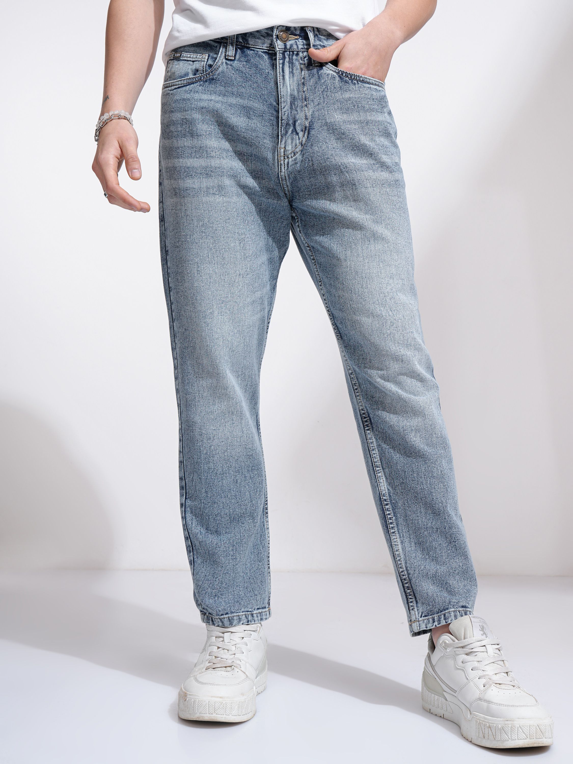 Men Relaxed Fit Mid Rise Grey Jeans-image-39