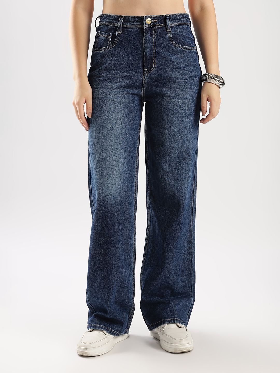 zayla Women Flared High Rise Dark Blue Jeans-picture-27