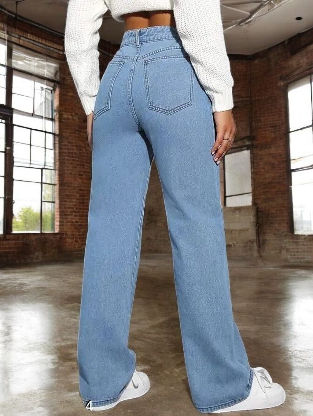 abc Women Straight Fit High Rise Light Blue Jeans-picture-17