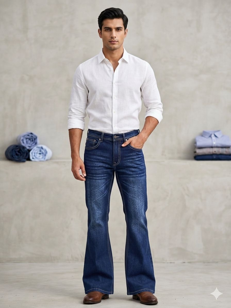 apj garments Men Boot-Leg Mid Rise Blue Jeans-picture-19