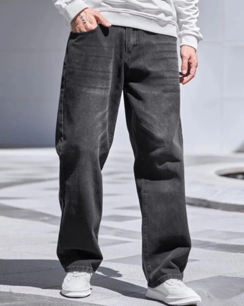 Men Jogger Fit Mid Rise Black Jeans-image-27