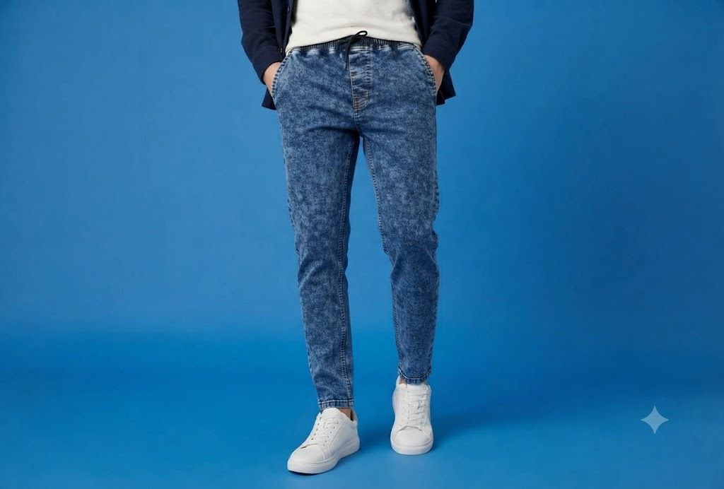 eemway Men Jogger Fit Mid Rise Blue Jeans-picture-7