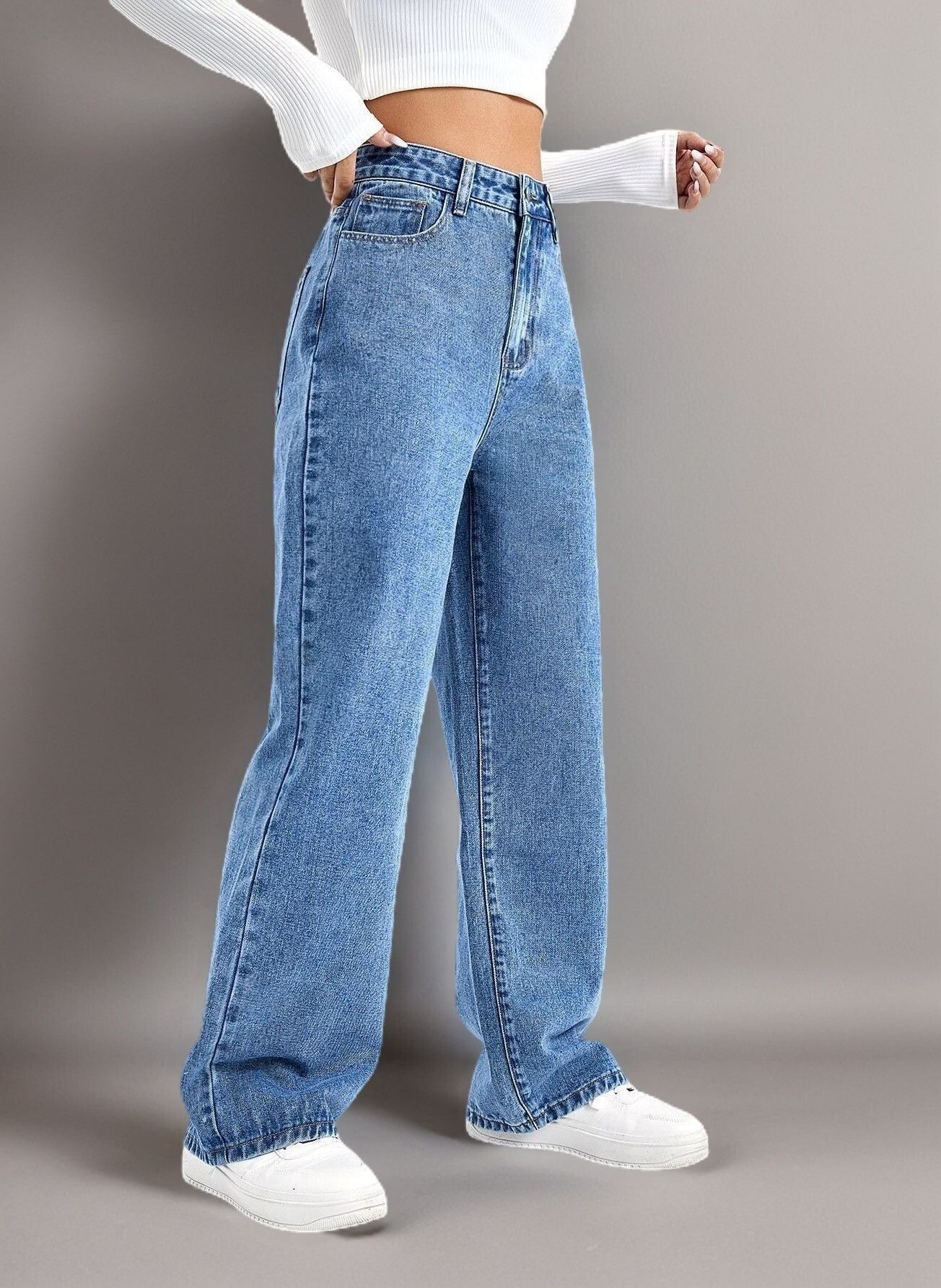 abc Women Straight Fit High Rise Blue Jeans-picture-48