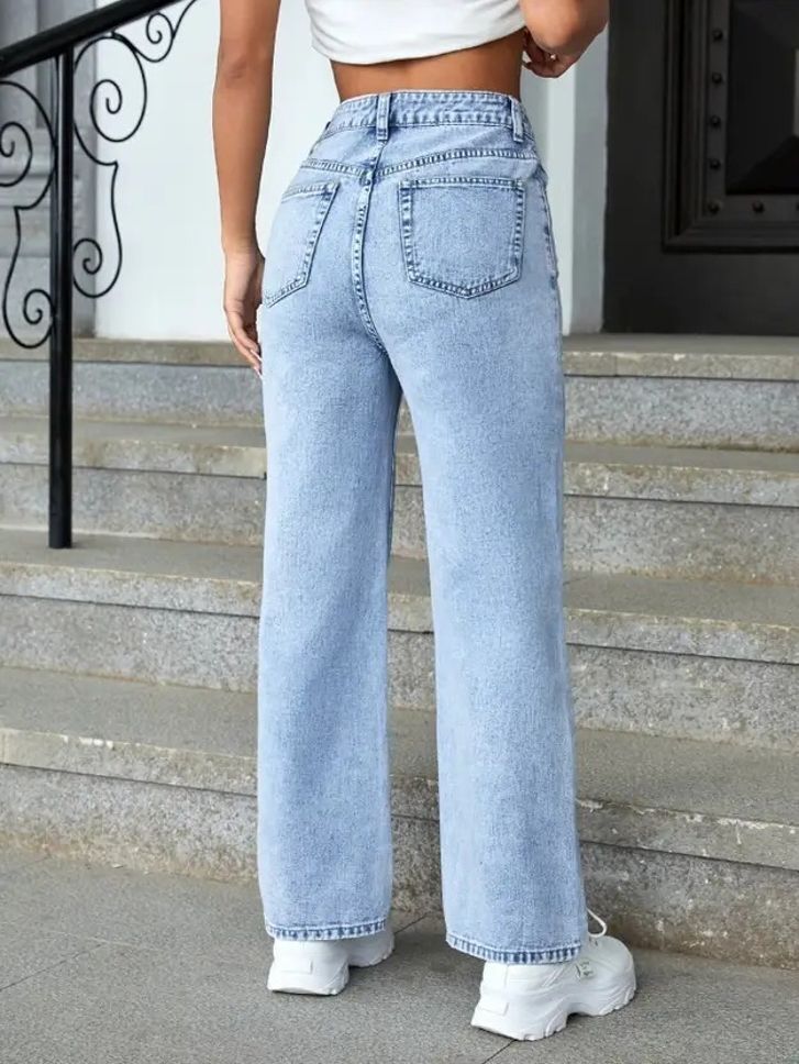 abc Women Straight Fit High Rise Light Blue Jeans-picture-4