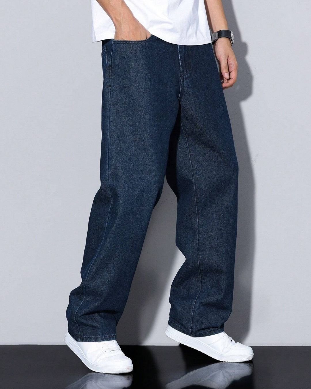 cloth n code Men Straight Fit Mid Rise Blue Jeans-picture-11