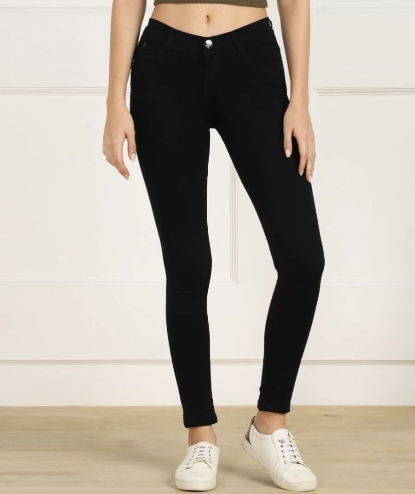 vardhman ventures Women Skinny Mid Rise Black Jeans-picture-10