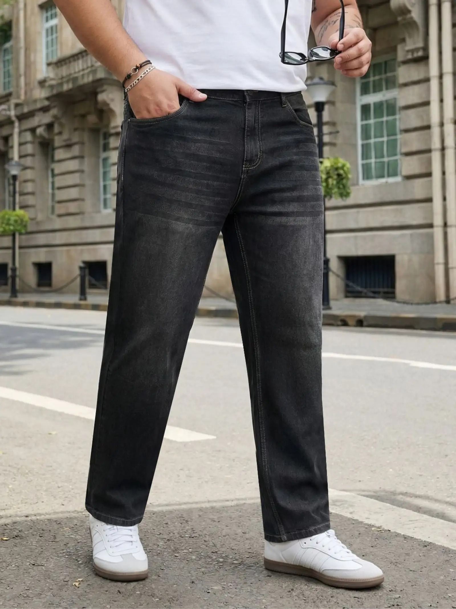 denwox Men Straight Fit Mid Rise Dark Grey Jeans-picture-30