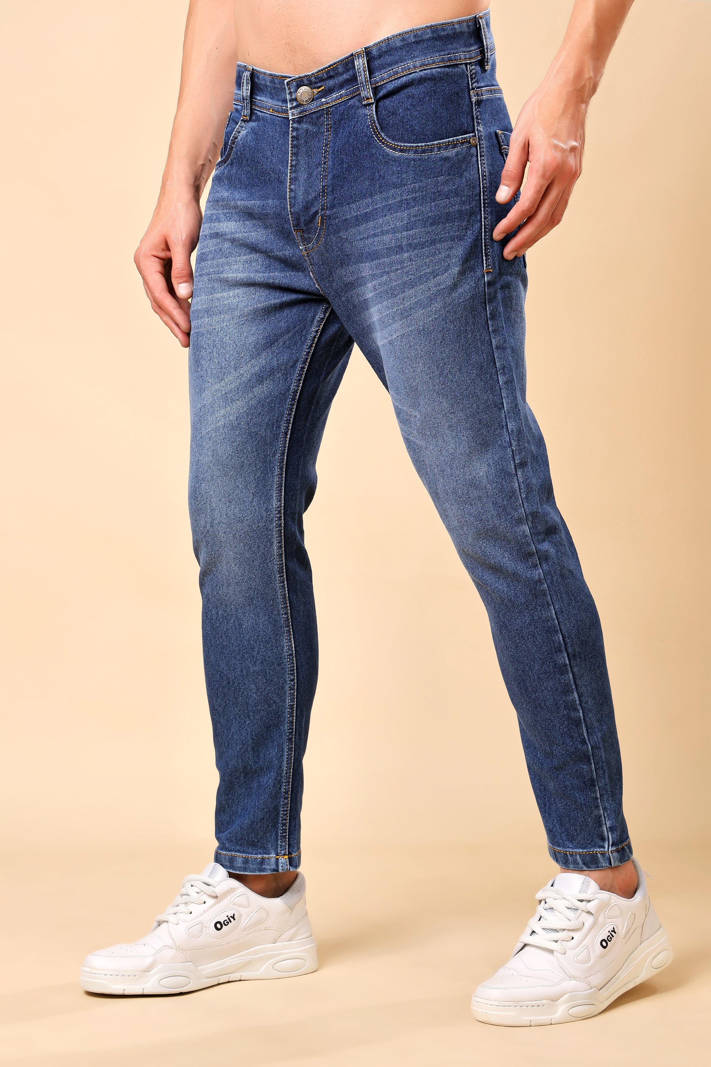 london hills Men Slim Mid Rise Dark Blue Jeans-picture-24