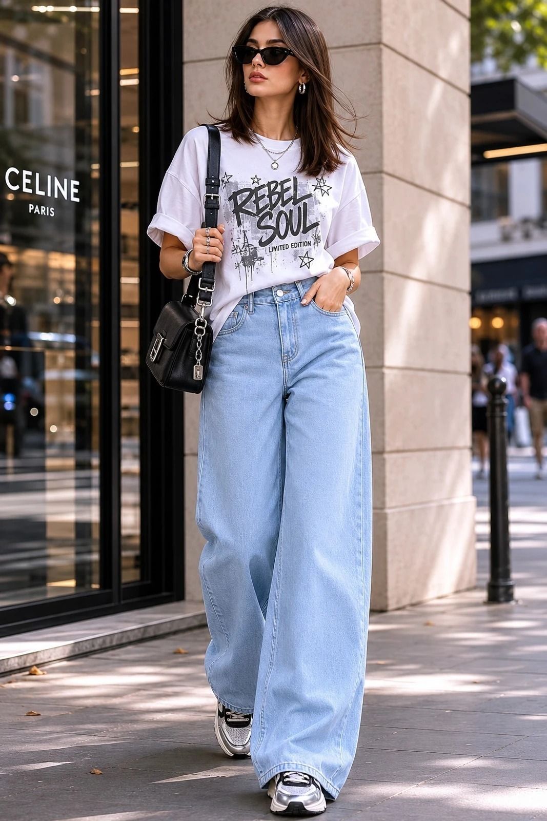 Women Loose Fit High Rise Light Blue Jeans-image-21