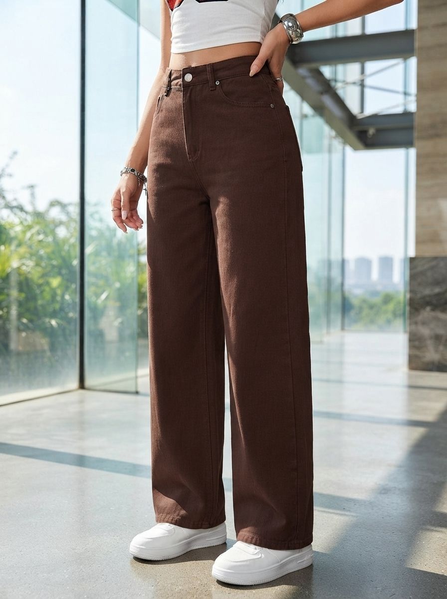 Women Regular Mid Rise Brown Jeans-image-40