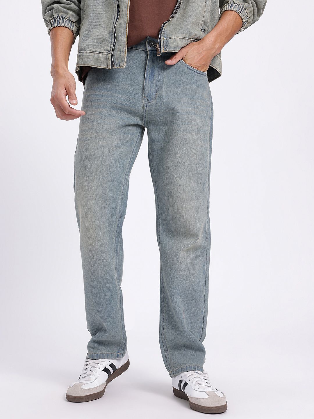 glitchez Men Straight Fit Mid Rise Blue Jeans-picture-11
