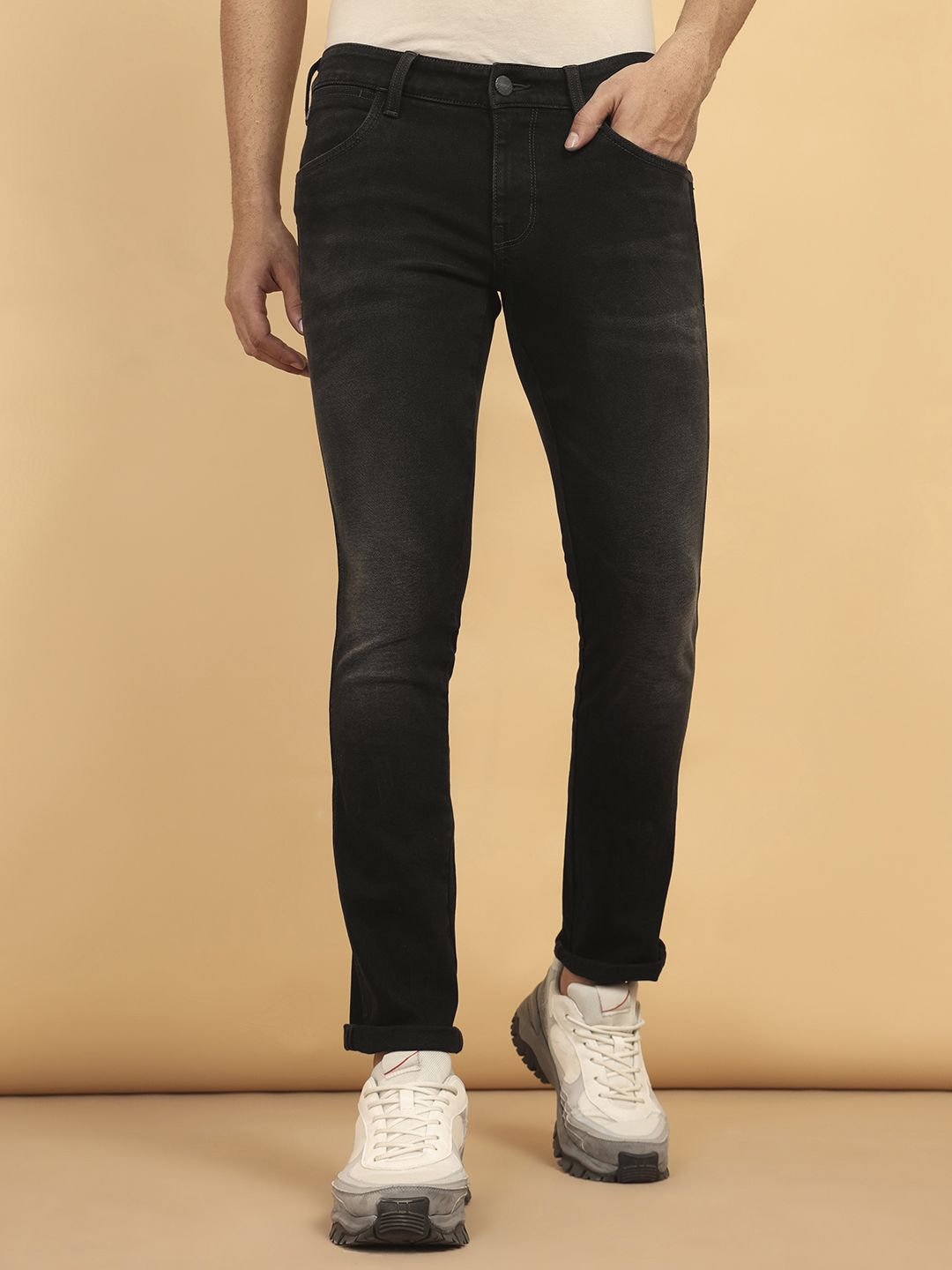 wrangler Men Slim Low Rise Black Jeans-picture-7