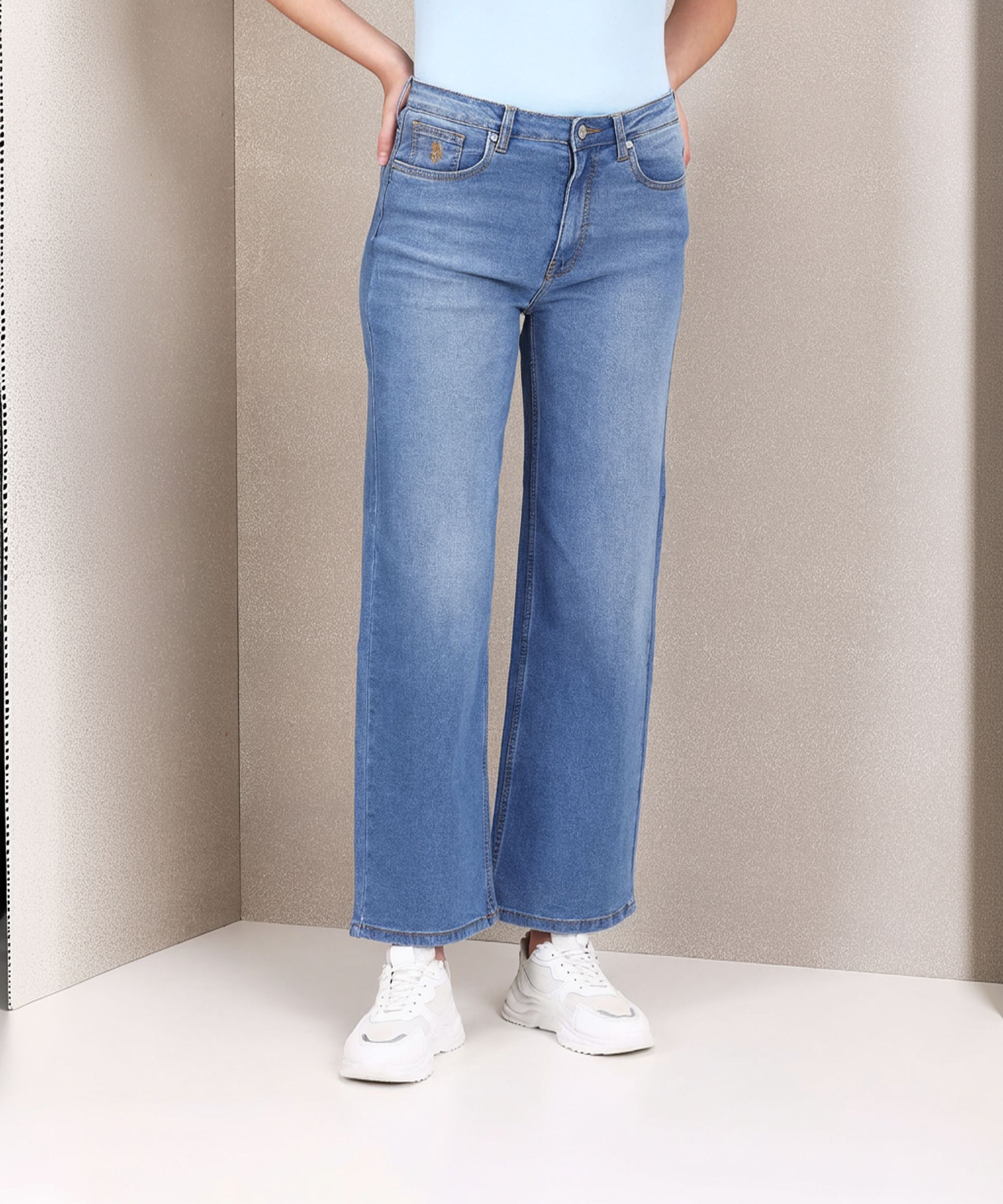 u.s. polo assn. Women Flared Mid Rise Light Blue Jeans-picture-12