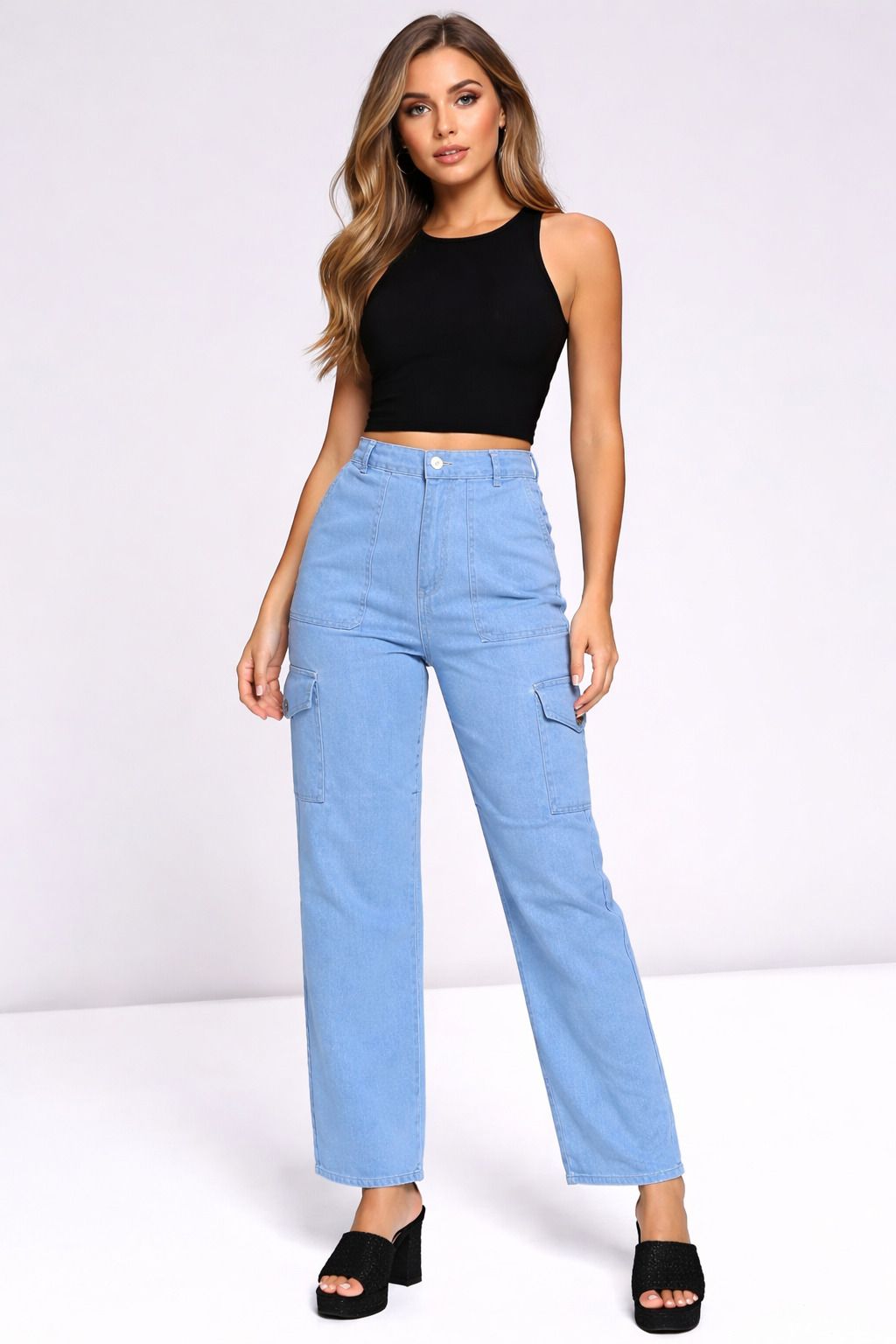 Women Regular High Rise Light Blue Jeans-image-21