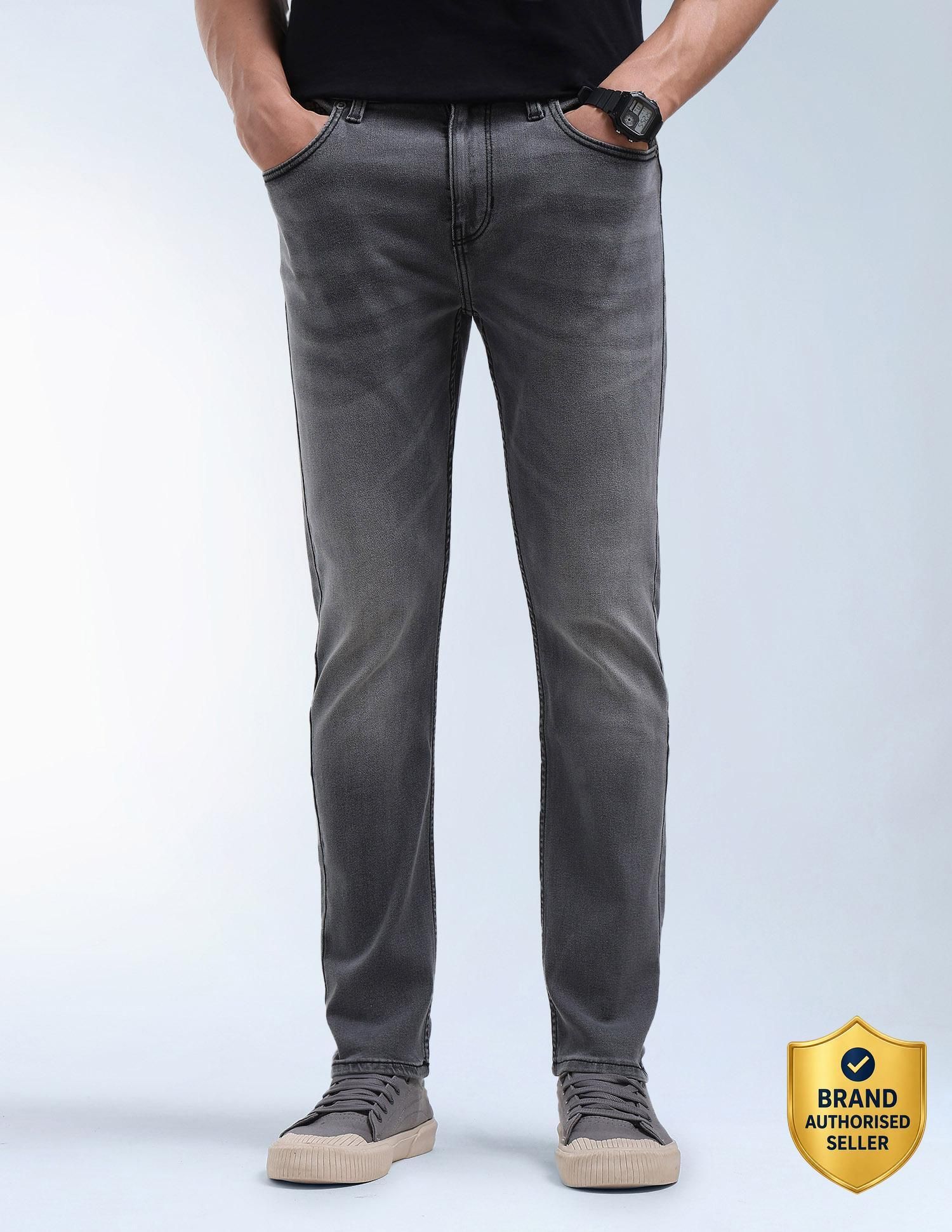 flying machine Men Tapered Fit Mid Rise Grey Jeans-picture-25