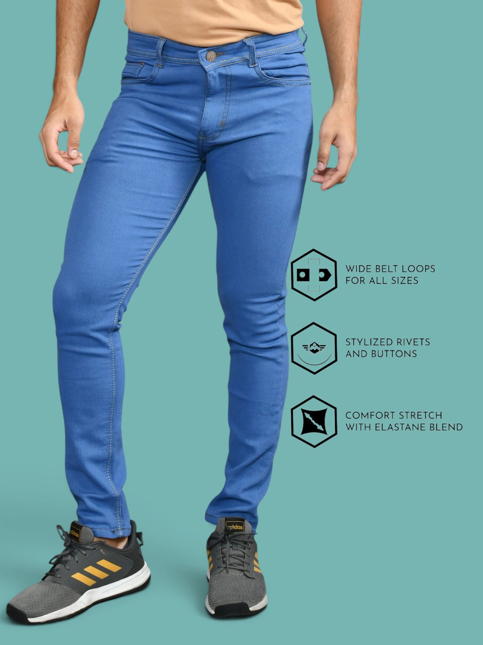 lzard Men Slim Mid Rise Light Blue Jeans-picture-22