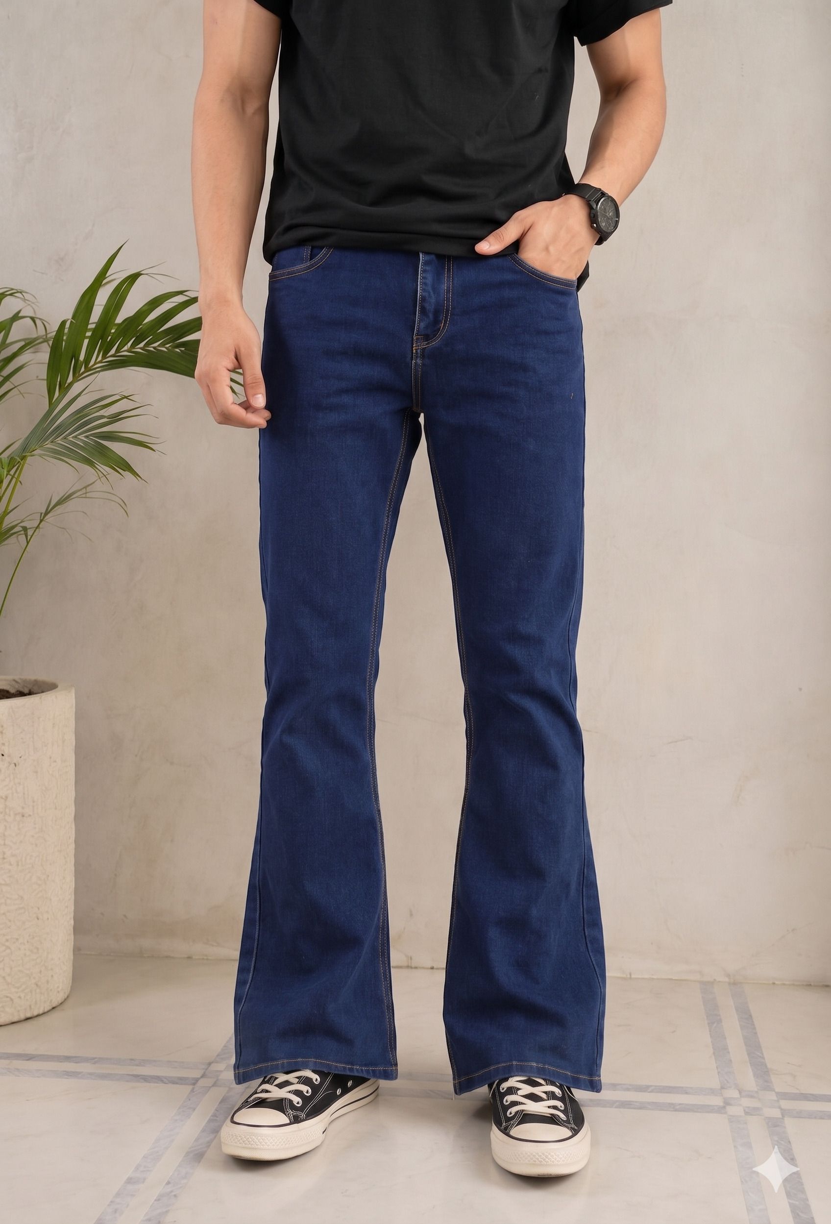 podge Men Boot-Leg Mid Rise Dark Blue Jeans-picture-0