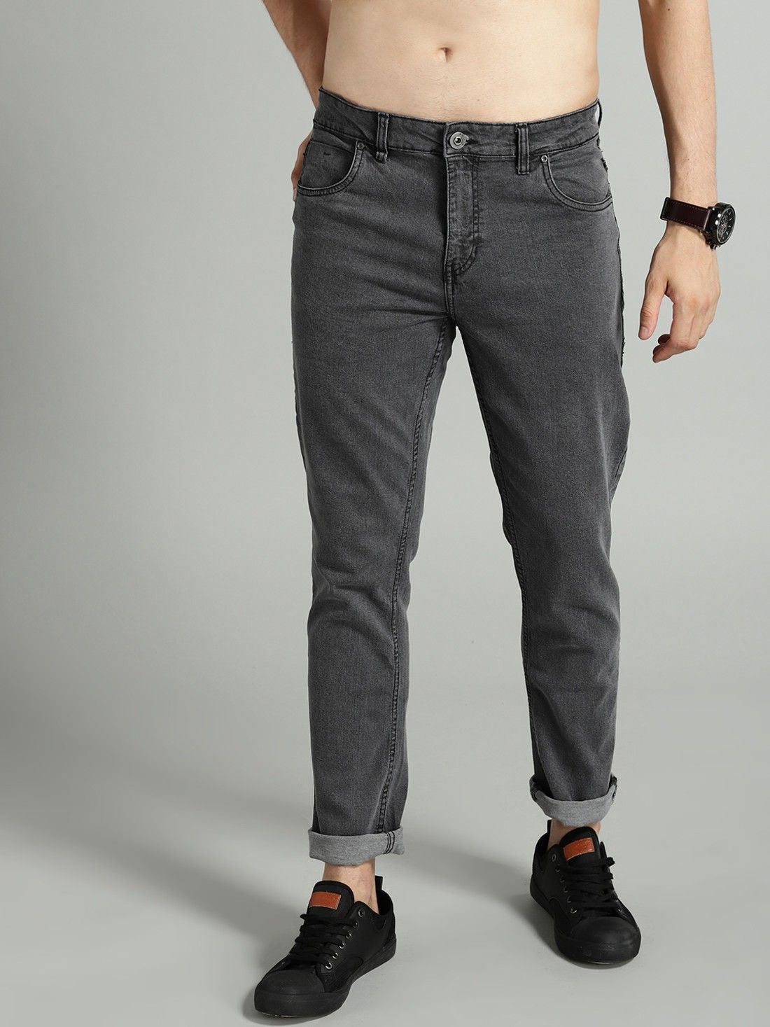 roadster Men Slim Mid Rise Grey Jeans-picture-20