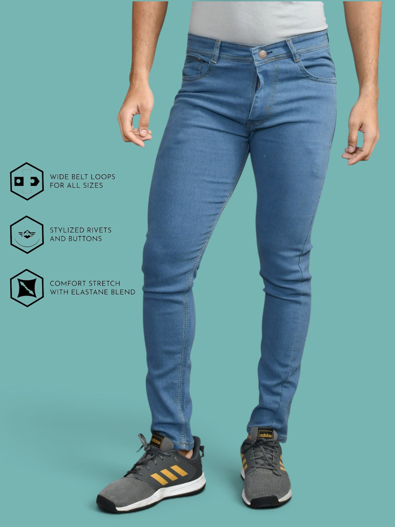lzard Men Slim Mid Rise Blue Jeans-picture-15