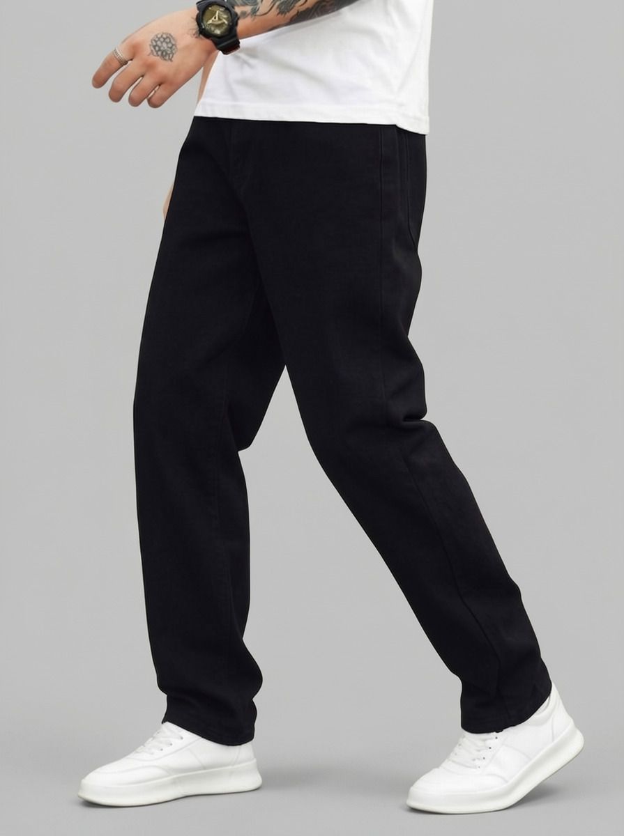 rkdenterprises Men Straight Fit Mid Rise Black Jeans-picture-14