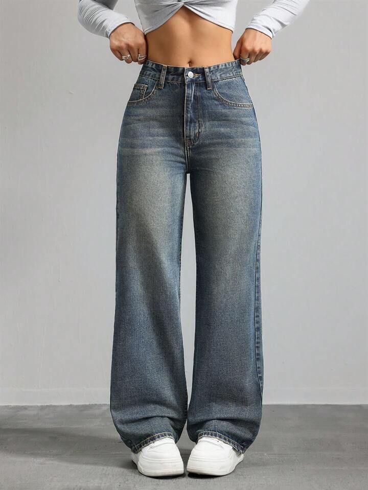 r.code by the roadster life co. Women Wide Leg High Rise Blue Jeans-picture-11