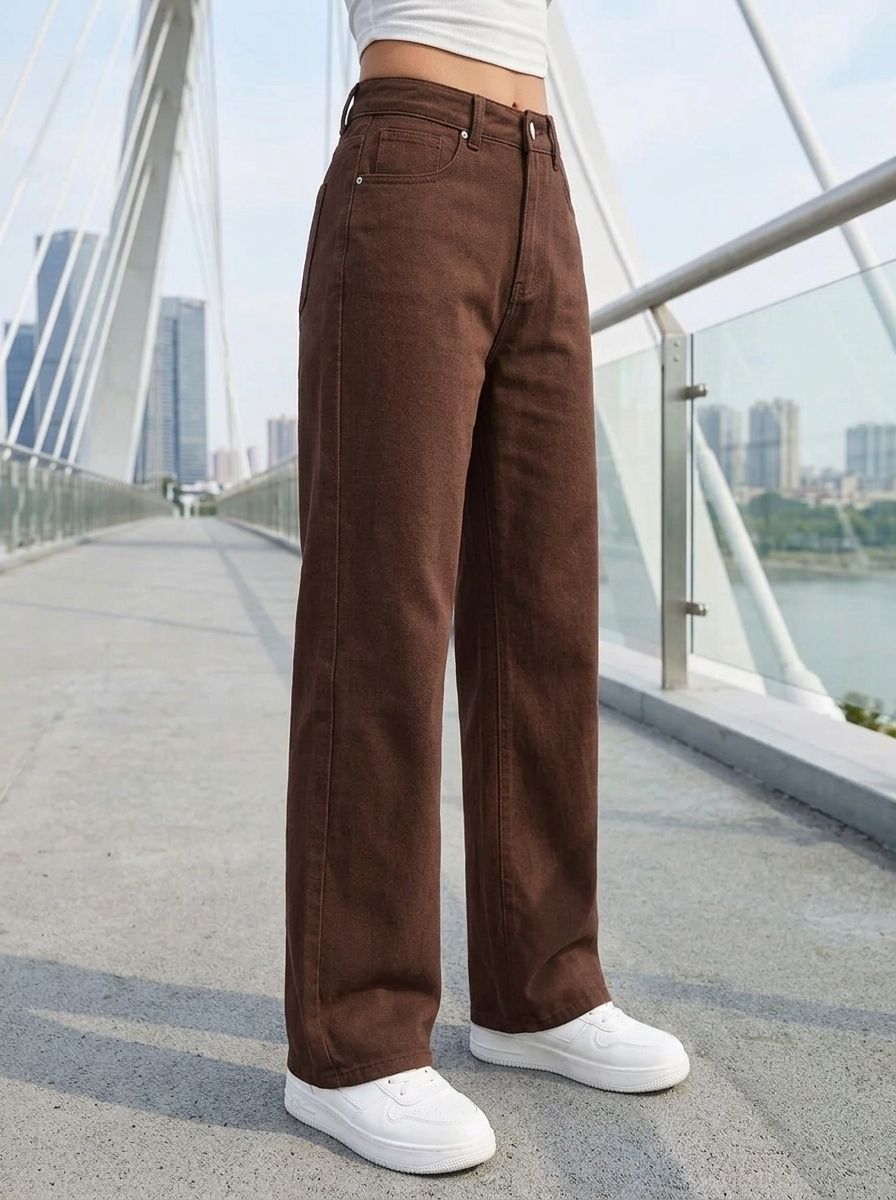 Women Regular Mid Rise Brown Jeans-image-25