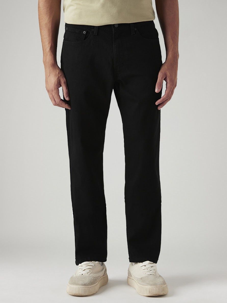 Men Tapered Fit Mid Rise Black Jeans