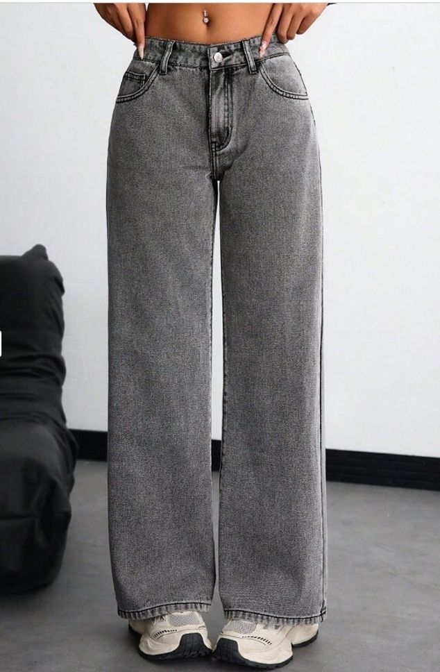 Women Straight Fit High Rise Grey Jeans