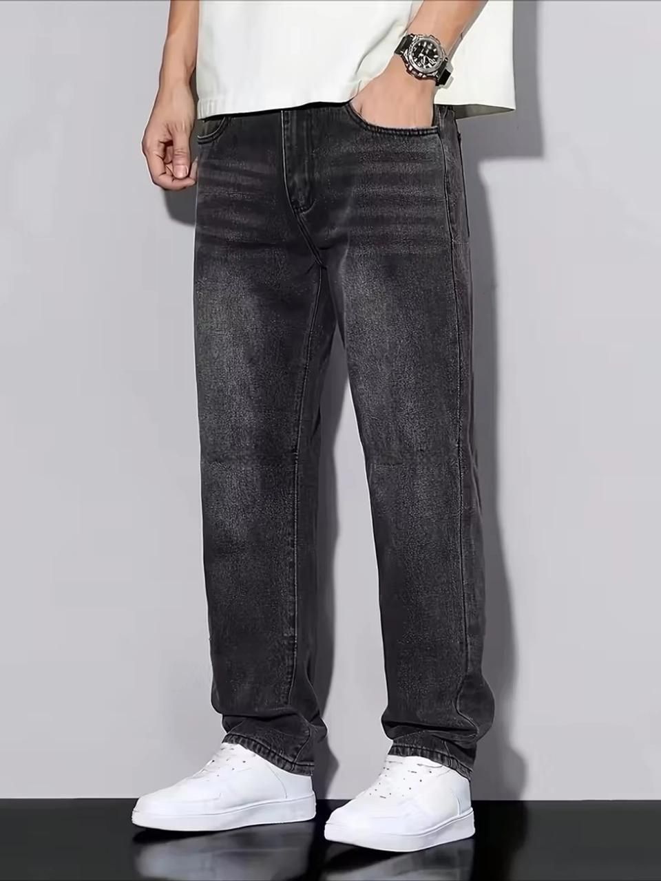 gsh Men Straight Fit Mid Rise Black Jeans-picture-15