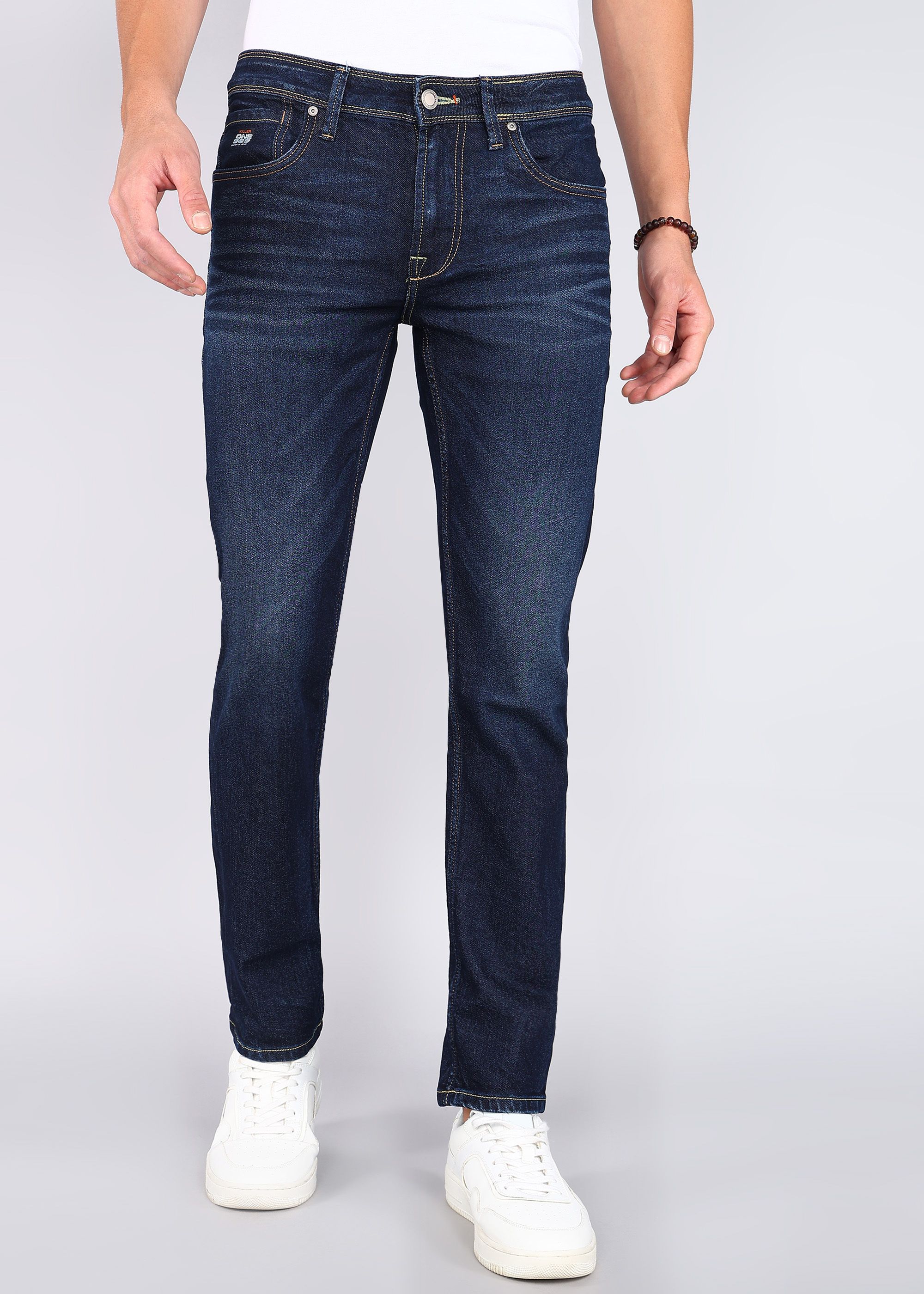 killer Men Slim Mid Rise Dark Blue Jeans-picture-23