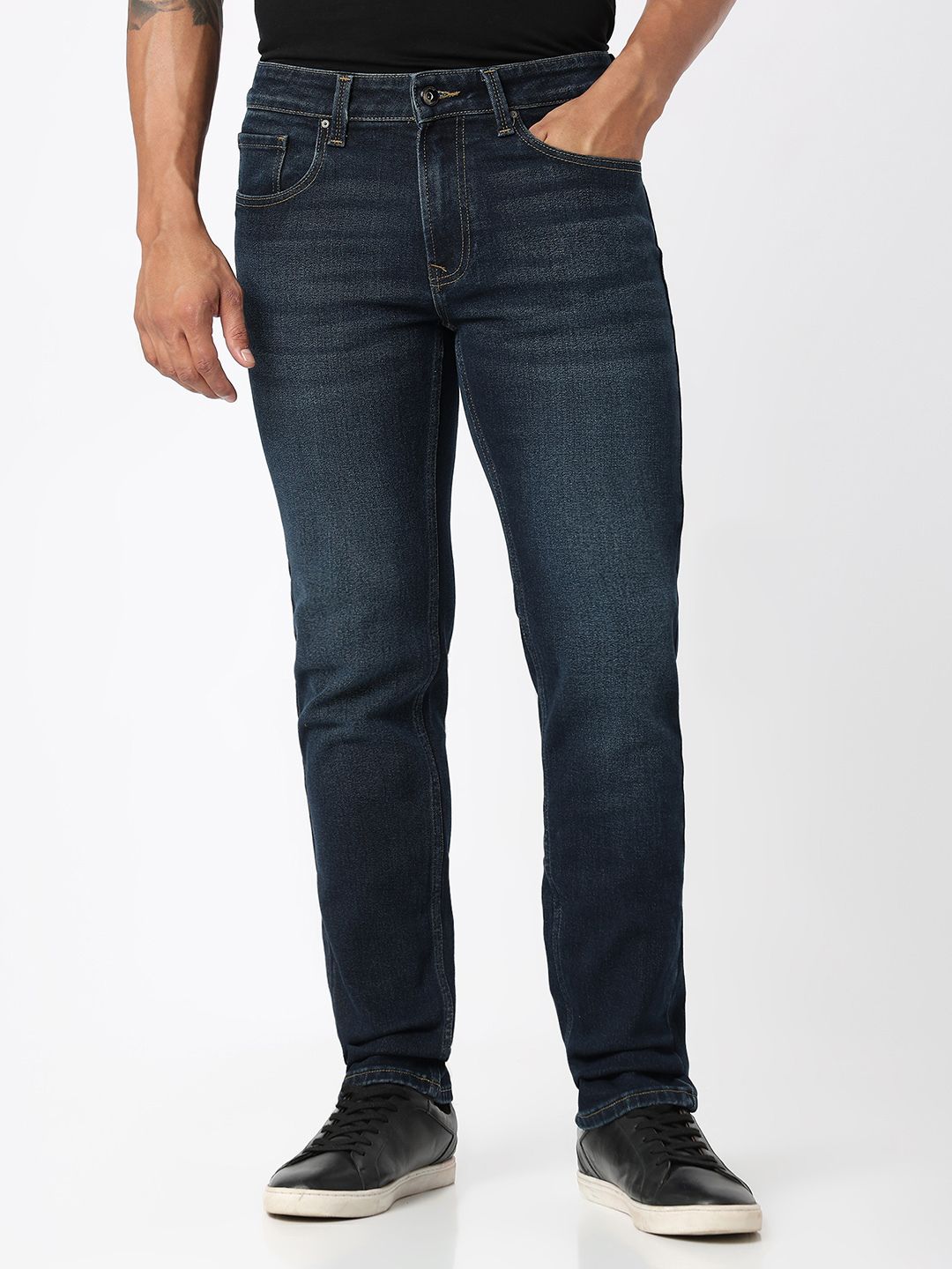 spykar Men Regular Mid Rise Dark Blue Jeans-picture-13